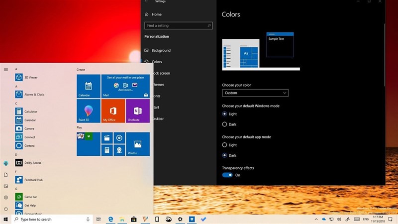 Windows 10 bắt mắt với sự kết hợp giữa Dark và Light mode, làm ngay thôi!
